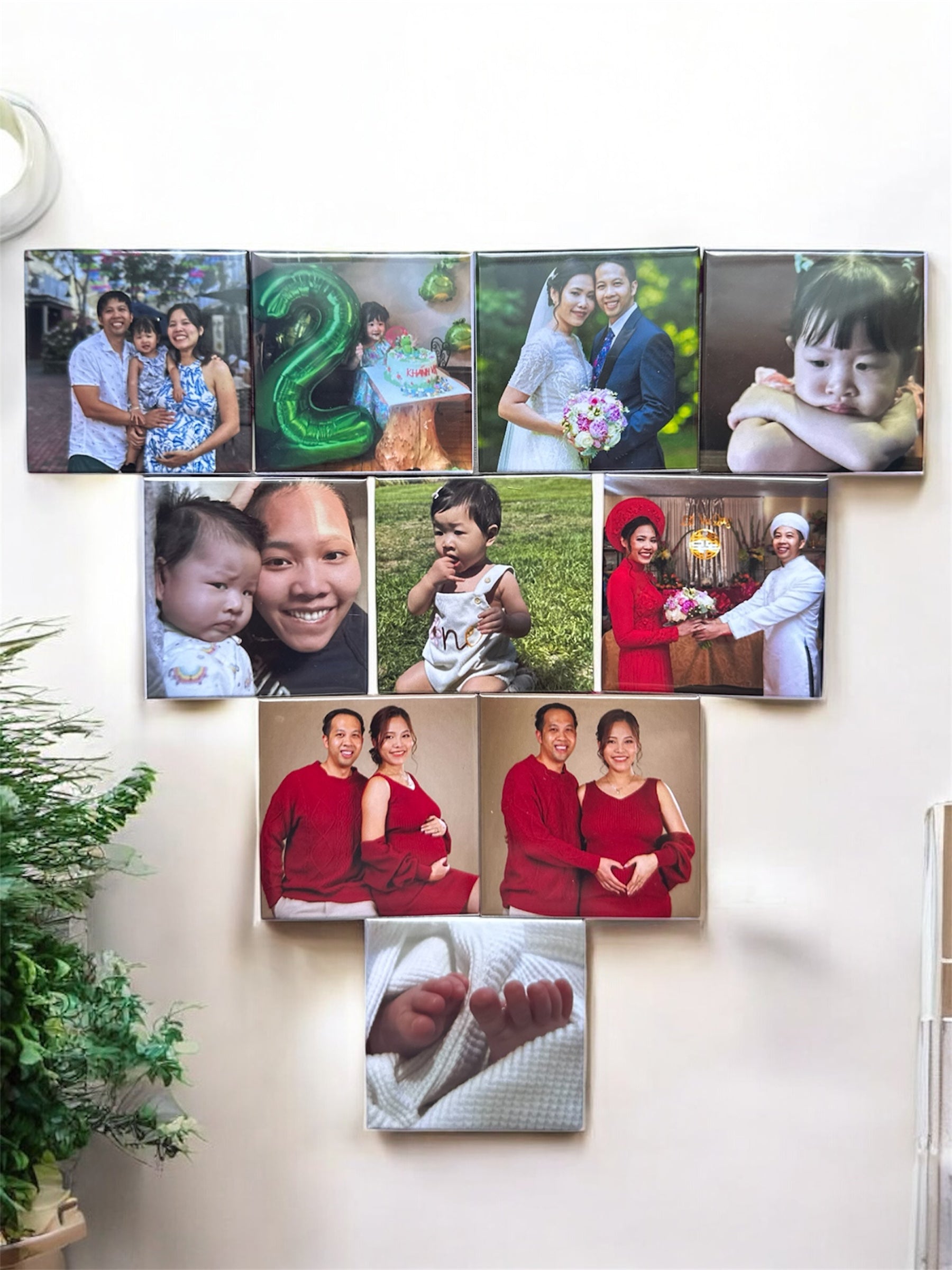 Fridge worthy photo magnet perfect for every special moment in life, Engagement, wedding, baby announcement, newborn, milestones, family portraits and more. great for gifts and keepsakes.